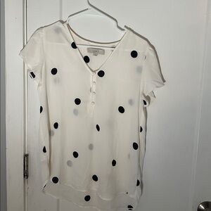 LOFT Ivory Blouse with Black Dots